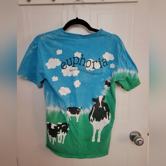 BEN & JERRY'S ICE CREAM ALL OVER PRINT  vintage t-shirt COWS EUPHORIA Wood Small - Picture 5 of 5